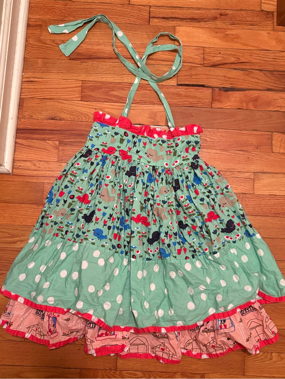 Jelly The Pug Mint Green Floral & Polka Dot Tiered Skirt